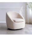 Sillón giratorio beige tejido-madera 72 x 63 x 73 cm