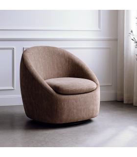 SILLÓN GIRATORIO TAUPE TEJIDO-MADERA 72 X 63 X 73 CM