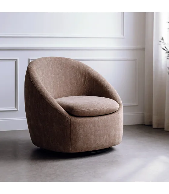 SILLÓN GIRATORIO TAUPE TEJIDO-MADERA 72 X 63 X 73 CM
