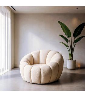 SILLÓN BEIGE TEJIDO-MADERA 92 X 89 X 61 CM