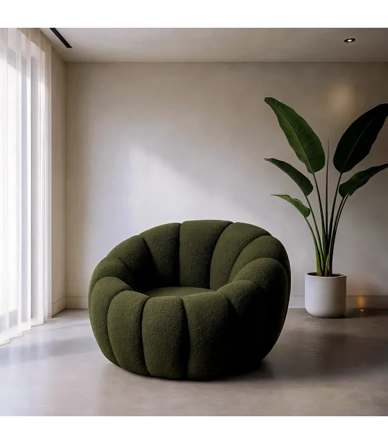 SILLÓN VERDE TEJIDO-MADERA 92 X 89 X 61 CM