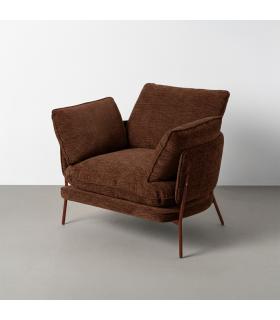 SILLÓN MARRÓN OSCURO TEJIDO-METAL 95 X 80 X 79 CM