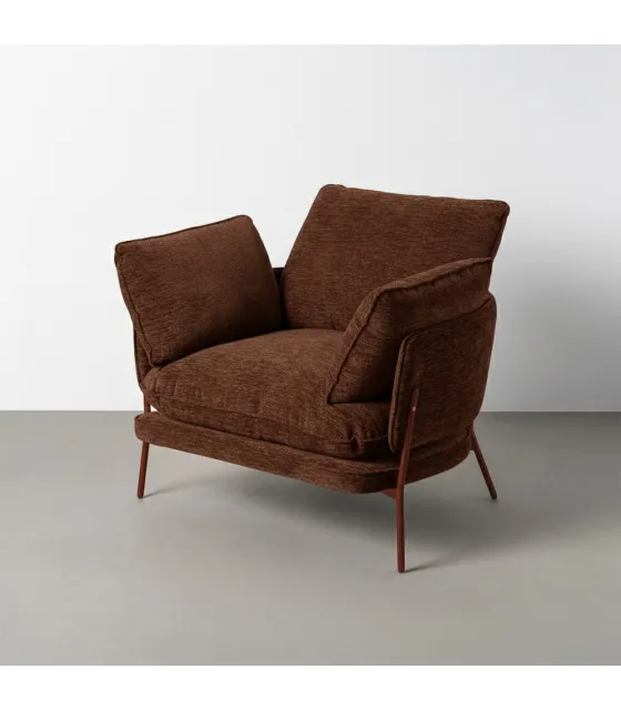 SILLÓN MARRÓN OSCURO TEJIDO-METAL 95 X 80 X 79 CM