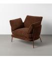 SILLÓN MARRÓN OSCURO TEJIDO-METAL 95 X 80 X 79 CM