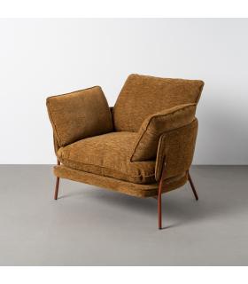 SILLÓN MARRÓN CLARO TEJIDO-METAL 95 X 80 X 79 CM