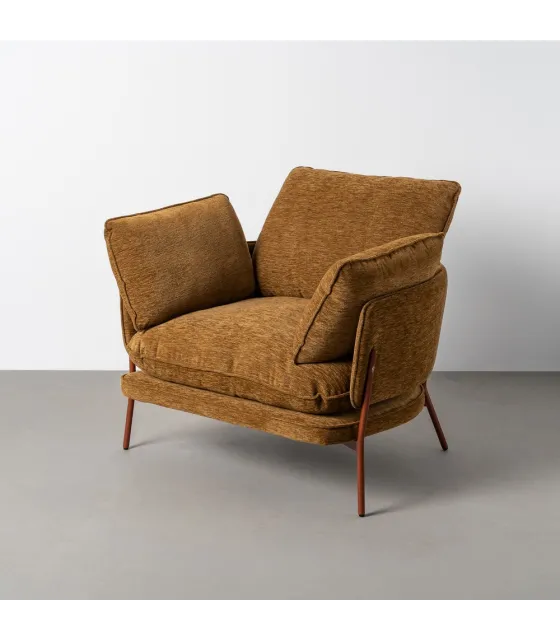 SILLÓN MARRÓN CLARO TEJIDO-METAL 95 X 80 X 79 CM