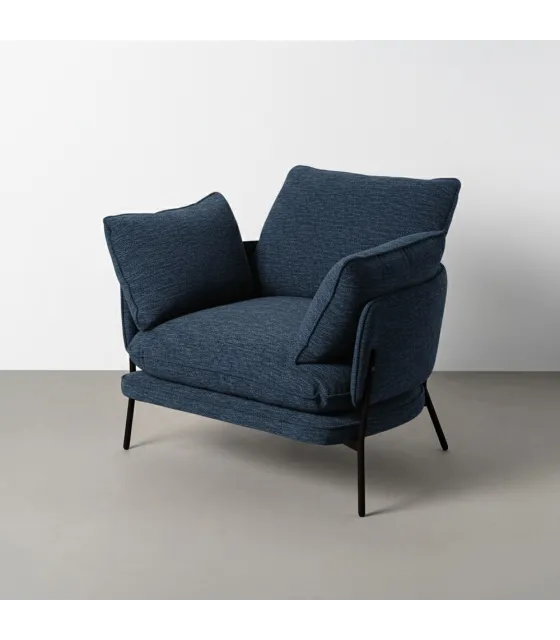 SILLÓN AZUL TEJIDO-METAL CONTRACT 95 X 80 X 79 CM
