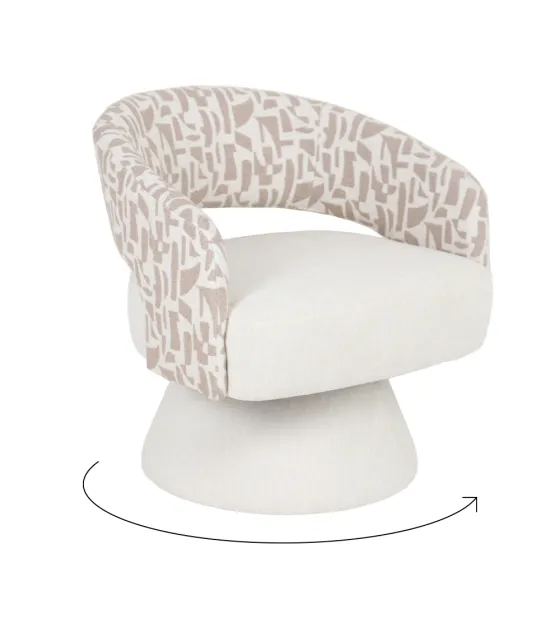 SILLÓN GIRATORIO CREMA-BEIGE 71 X 68 X 72 CM