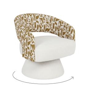 SILLÓN GIRATORIO CREMA-OCRE 71 X 68 X 72 CM