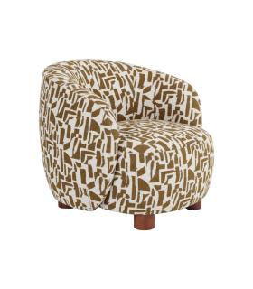 SILLÓN ESTAMPADO CREMA-OCRE TEJIDO-METAL 80 X 82 X 62 CM