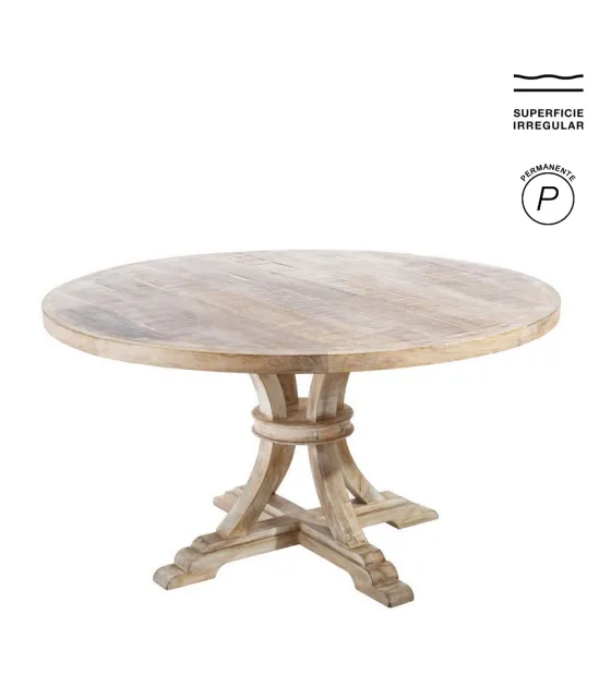MESA COMEDOR REDONDA BLANCO DECAPÉ 150 X 150 X 76 CM