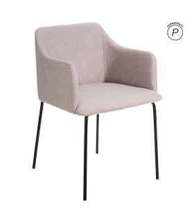 SILLA BEIGE TEJIDO-METAL MODERNO SALÓN 52,50 X 53 X 77 CM