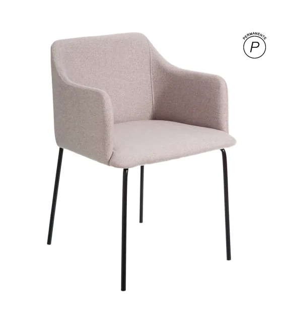 SILLA BEIGE TEJIDO-METAL MODERNO SALÓN 52,50 X 53 X 77 CM