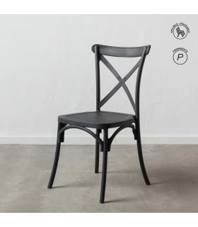 SILLA GRIS OSCURO POLIPROPILENO 48,50 X 43 X 91 CM