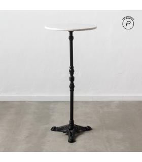 MESA ALTA BLANCO-NEGRO METAL-MÁRMOL 50 X 50 X 110 CM