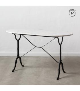 MESA COMEDOR BLANCO-NEGRO METAL-MÁRMOL 120 X 60 X 71 CM