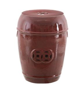 TABURETE ROJO CERÁMICA DECORACIÓN 35 X 35 X 48 CM