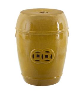 TABURETE AMARILLO CERÁMICA DECORACIÓN 35 X 35 X 48 CM