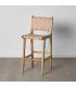 TABURETE BEIGE MADERA TECA-PIEL 45 X 57 X 95 CM