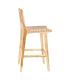 TABURETE BEIGE MADERA TECA-PIEL 45 X 57 X 95 CM