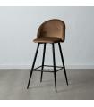 Brown fabric-metal high stool 40.2 x 48.2 x 102 cm