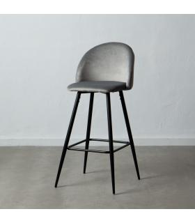 TABURETE ALTO GRIS TEJIDO-METAL SALÓN 40,20 X 48,20 X 102 CM