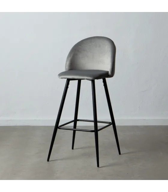 TABURETE ALTO GRIS TEJIDO-METAL SALÓN 40,20 X 48,20 X 102 CM