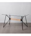 MESA COMEDOR NEGRO METAL-CRISTAL SALÓN 140 X 80 X 75 CM