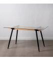 MESA COMEDOR NEGRO METAL-CRISTAL SALÓN 140 X 80 X 75 CM