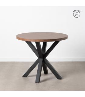 MESA COMEDOR MARRÓN-NEGRO DM-METAL 90 X 90 X 76 CM