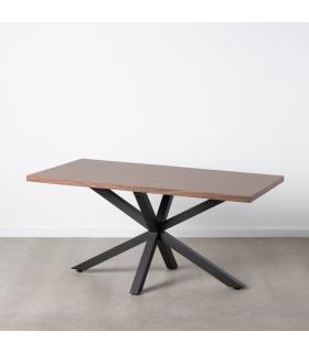 MESA COMEDOR MARRÓN-NEGRO DM-METAL 160 X 90 X 76 CM