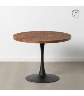 MESA COMEDOR NATURAL-NEGRO DM-METAL 100 X 100 X 76 CM