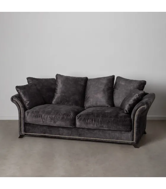 SOFÁ 3 PLAZAS GRIS OSCURO TEJIDO SALÓN 228 X 97 X 100 CM