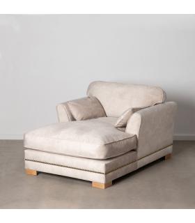 SOFÁ CHAISE LONGUE BEIGE TEJIDO SALÓN 114 X 155 X 92 CM