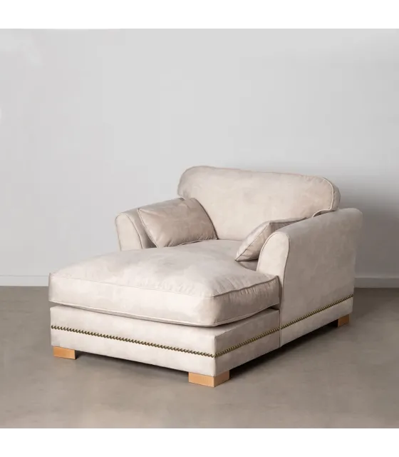 SOFÁ CHAISE LONGUE BEIGE TEJIDO SALÓN 114 X 155 X 92 CM