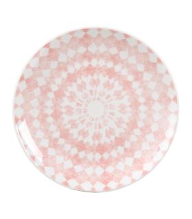 PLATO POSTRE ROSA-BLANCO PORCELANA 19,50 X 19,50 X 2 CM