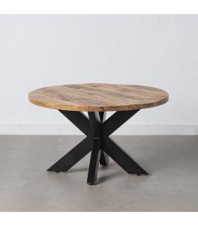 MESA CENTRO NATURAL-NEGRO MADERA-HIERRO 80 X 80 X 45 CM