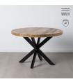 MESA COMEDOR NATURAL-NEGRO MADERA-HIERRO 120 X 120 X 79 CM