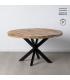 MESA COMEDOR NATURAL-NEGRO MADERA-HIERRO 140 X 140 X 77 CM