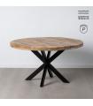 MESA COMEDOR NATURAL-NEGRO MADERA-HIERRO 140 X 140 X 77 CM