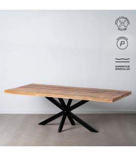 MESA COMEDOR NATURAL-NEGRO MADERA-HIERRO 240 X 100 X 79 CM