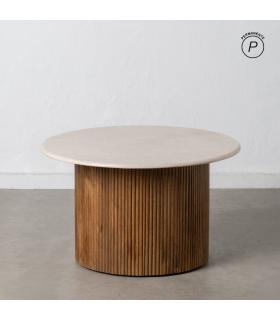 MESA CENTRO NATURAL-CREMA MÁRMOL/MADERA 76 X 76 X 45 CM