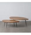 S/2 MESA CENTRO NATURAL MADERA-METAL 110 X 63 X 40 CM
