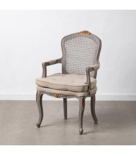 SILLÓN GRIS-BEIGE DM-MADERA SALÓN 58 X 52 X 98,50 CM