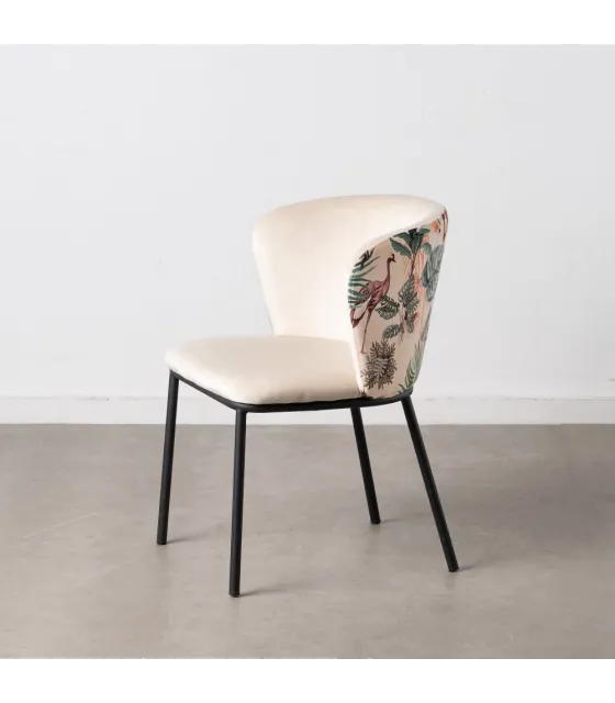 SILLA PAVO REAL BEIGE TEJIDO-METAL SALÓN 58 X 52 X 77 CM