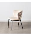 Beige Peacock Fabric and Metal Chair 58 x 52 x 77 cm