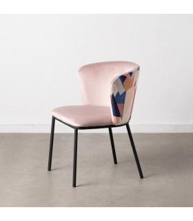 SILLA ABSTRACTO ROSA PALO TEJIDO-METAL 58 X 52 X 77 CM