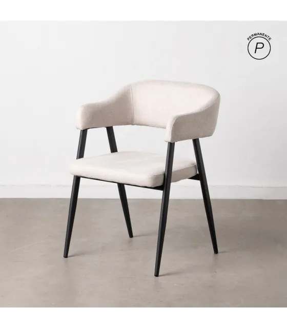 SILLA CREMA TEJIDO-METAL SALÓN 56 X 60 X 81 CM