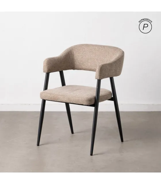 SILLA TAUPE TEJIDO-METAL SALÓN 56 X 60 X 81 CM