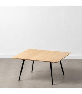 MESA CENTRO NATURAL-NEGRO MADERA-HIERRO 80 X 80 X 40 CM